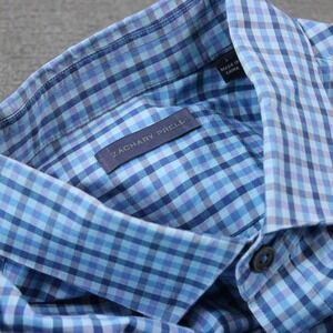 Zachary Prell Mens Blue Purple Gingham Check Long Sleeve Button Down Shirt L